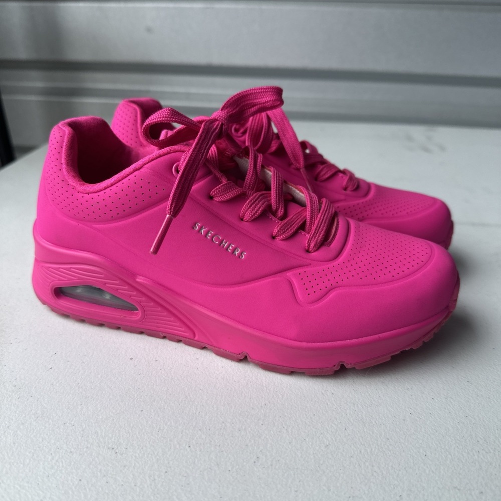 Skechers Million Air Lace-Up Wedge Sneakers Elevat-Air Hot Pink. Size 7
